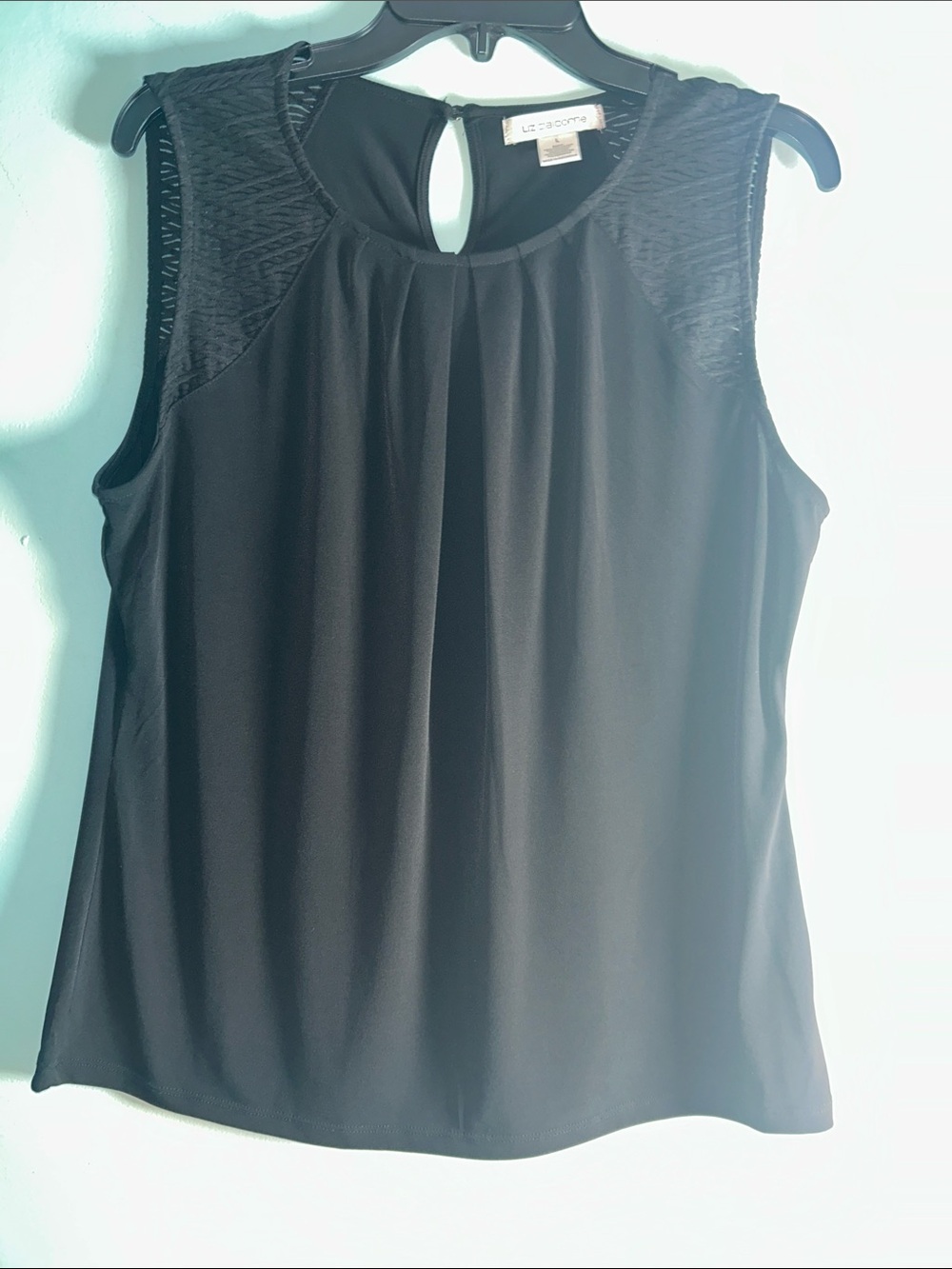 Liz Claiborne Black Sleeveless Pleated Front Camisole